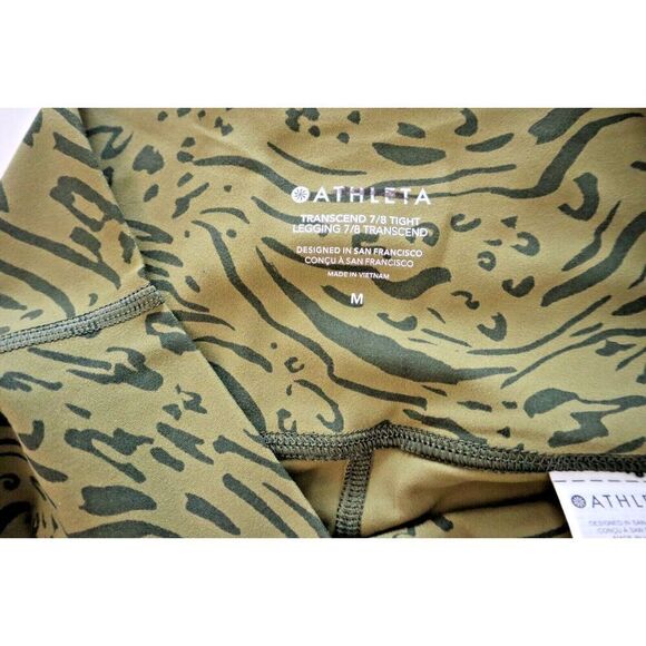Athleta 798638-09 Women Sz M Green Animal Print Transcend 7/8 Tight Leggings - Picture 3 of 11